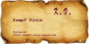 Kempf Vince névjegykártya